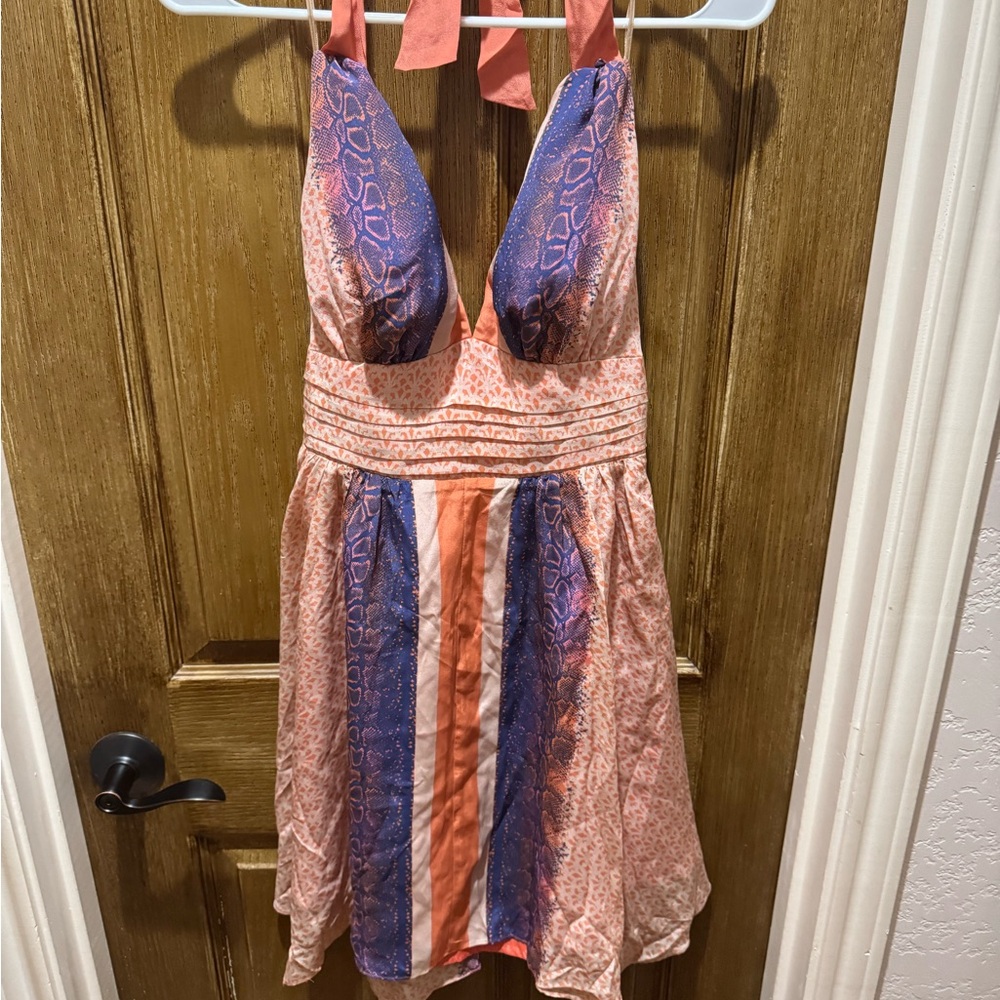 Guess Silk Orange Halter Y2K Dress